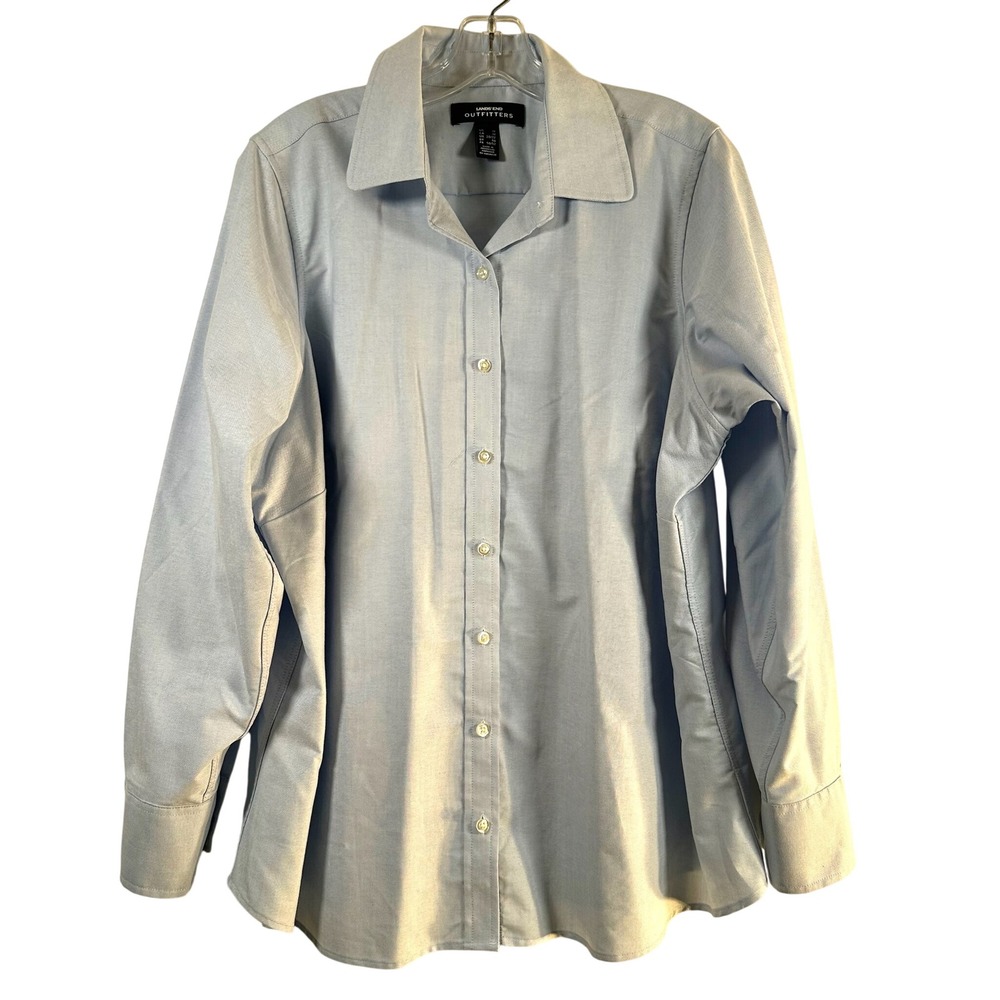 Lands End Outfitters Womens 1X Light Blue Oxford Button Down Shirt Long Sleeve